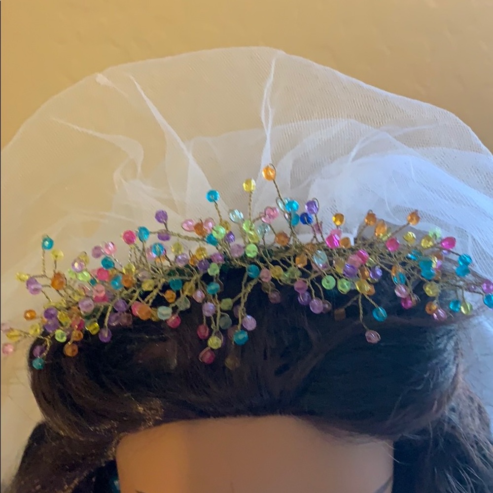 Crystal headpiece bride bridesmaid XV multicolor